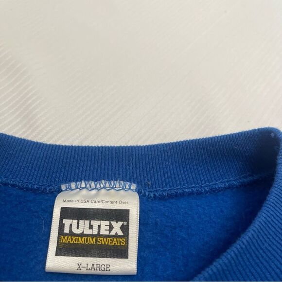 Tultex Blue Crewneck Sweater with Yellow Graphic - Picture 2 of 7